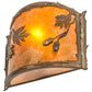 Meyda Lighting Oak Leaf & Acorn 184030 12" Antique Copper Wall Sconce With Amber Mica & Silver Mica Shade Glass