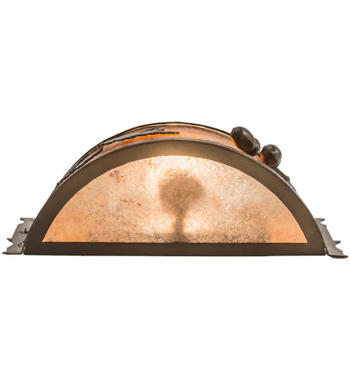 Meyda Lighting Oak Leaf & Acorn 184030 12" Antique Copper Wall Sconce With Amber Mica & Silver Mica Shade Glass