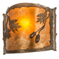 Meyda Lighting Oak Leaf & Acorn 184030 12" Antique Copper Wall Sconce With Amber Mica & Silver Mica Shade Glass