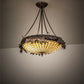 Meyda Lighting Oak Leaf & Acorn 19" 2-Light Antique Copper Semi-flush Mount Light With Bark Brown & Beige Art Shade Glass