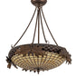 Meyda Lighting Oak Leaf & Acorn 19" 2-Light Antique Copper Semi-flush Mount Light With Bark Brown & Beige Art Shade Glass