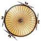 Meyda Lighting Oak Leaf & Acorn 19" 2-Light Antique Copper Semi-flush Mount Light With Bark Brown & Beige Art Shade Glass