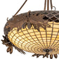 Meyda Lighting Oak Leaf & Acorn 19" 2-Light Antique Copper Semi-flush Mount Light With Bark Brown & Beige Art Shade Glass