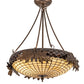 Meyda Lighting Oak Leaf & Acorn 19" 2-Light Antique Copper Semi-flush Mount Light With Bark Brown & Beige Art Shade Glass