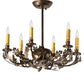 Meyda Lighting Oak Leaf & Acorn 19" 6-Light Antique Copper Chandelier With Amber Faux Candlelight