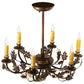 Meyda Lighting Oak Leaf & Acorn 19" 6-Light Antique Copper Chandelier With Amber Faux Candlelight