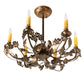 Meyda Lighting Oak Leaf & Acorn 19" 6-Light Antique Copper Chandelier With Amber Faux Candlelight