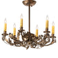 Meyda Lighting Oak Leaf & Acorn 19" 6-Light Antique Copper Chandelier With Amber Faux Candlelight