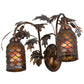 Meyda Lighting Oak Leaf & Acorn 20" 2-Light Dark Burnished Transparent Copper Mountain Pine Wall Sconce With Bark Brown and Amber Shade Glass