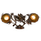 Meyda Lighting Oak Leaf & Acorn 20" 2-Light Dark Burnished Transparent Copper Mountain Pine Wall Sconce With Bark Brown and Amber Shade Glass