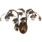 Meyda Lighting Oak Leaf & Acorn 20" 2-Light Dark Burnished Transparent Copper Mountain Pine Wall Sconce With Bark Brown and Amber Shade Glass