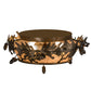 Meyda Lighting Oak Leaf & Acorn 20" 4-Light Antique Copper Flush Mount Light With Silver Mica Shade Glass