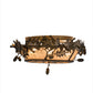 Meyda Lighting Oak Leaf & Acorn 20" 4-Light Antique Copper Flush Mount Light With Silver Mica Shade Glass