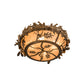 Meyda Lighting Oak Leaf & Acorn 20" 4-Light Antique Copper Flush Mount Light With Silver Mica Shade Glass