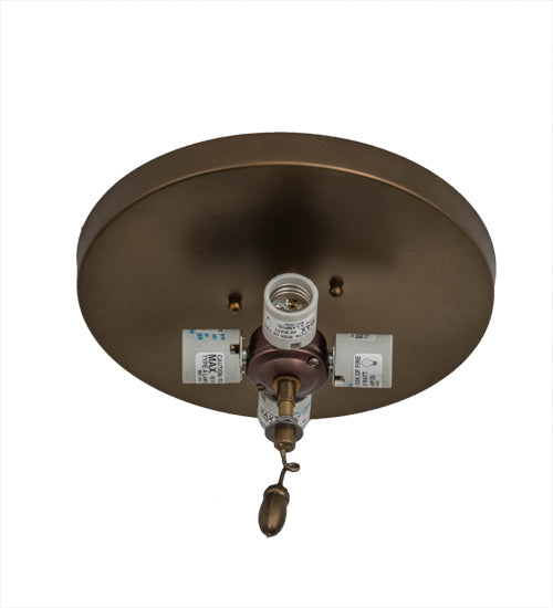 Meyda Lighting Oak Leaf & Acorn 20" 4-Light Antique Copper Flush Mount Light With Silver Mica Shade Glass