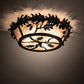 Meyda Lighting Oak Leaf & Acorn 20" 4-Light Textured Black Flush Mount Light With Silver Mica Shade Glass