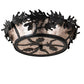 Meyda Lighting Oak Leaf & Acorn 20" 4-Light Textured Black Flush Mount Light With Silver Mica Shade Glass