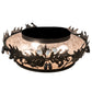 Meyda Lighting Oak Leaf & Acorn 20" 4-Light Textured Black Flush Mount Light With Silver Mica Shade Glass