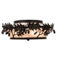 Meyda Lighting Oak Leaf & Acorn 20" 4-Light Textured Black Flush Mount Light With Silver Mica Shade Glass