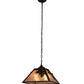 Meyda Lighting Oak Leaf & Acorn 22" 2-Light Antique Copper Pendant Light With Silver Mica Shade Glass