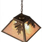 Meyda Lighting Oak Leaf & Acorn 22" 2-Light Antique Copper Pendant Light With Silver Mica Shade Glass