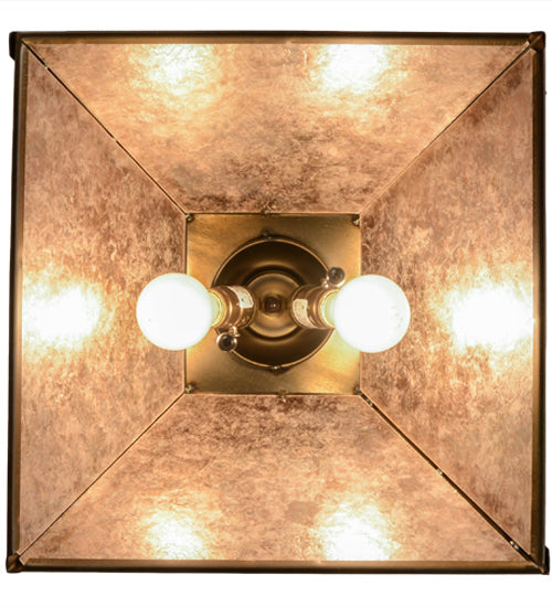 Meyda Lighting Oak Leaf & Acorn 22" 2-Light Antique Copper Pendant Light With Silver Mica Shade Glass