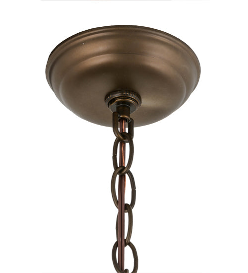 Meyda Lighting Oak Leaf & Acorn 22" 2-Light Antique Copper Pendant Light With Silver Mica Shade Glass
