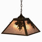 Meyda Lighting Oak Leaf & Acorn 22" 2-Light Antique Copper Pendant Light With Silver Mica Shade Glass