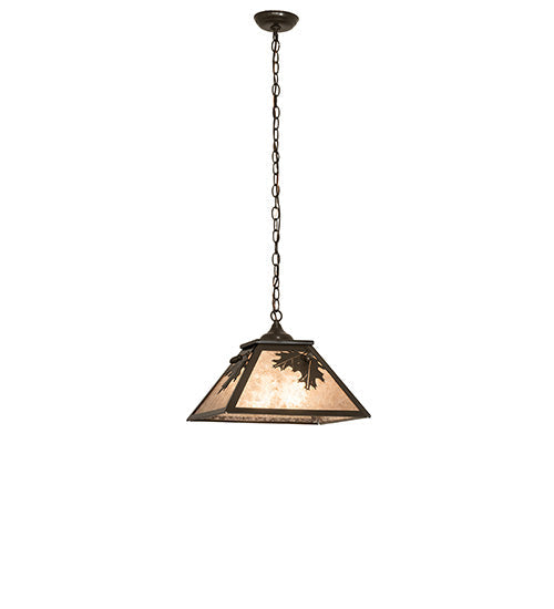 Meyda Lighting Oak Leaf & Acorn 23" 2-Light Timeless Bronze Pendant Light With Silver Mica Shade Glass