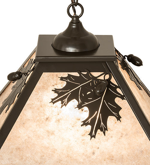 Meyda Lighting Oak Leaf & Acorn 23" 2-Light Timeless Bronze Pendant Light With Silver Mica Shade Glass
