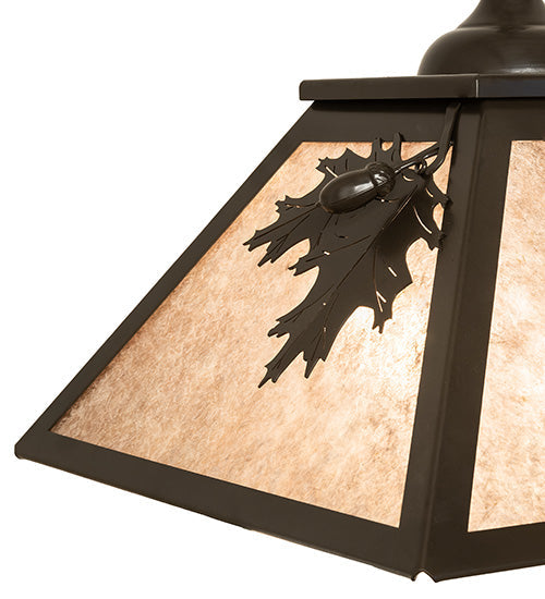 Meyda Lighting Oak Leaf & Acorn 23" 2-Light Timeless Bronze Pendant Light With Silver Mica Shade Glass