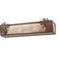 Meyda Lighting Oak Leaf & Acorn 24" 4-Light Cafe Noir Vanity Light With Silver Mica Shade Glass