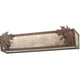 Meyda Lighting Oak Leaf & Acorn 24" 4-Light Cafe Noir Vanity Light With Silver Mica Shade Glass