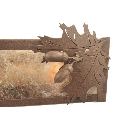 Meyda Lighting Oak Leaf & Acorn 24" 4-Light Cafe Noir Vanity Light With Silver Mica Shade Glass