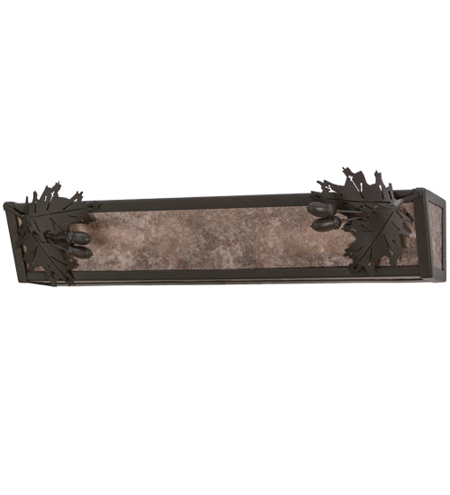 Meyda Lighting Oak Leaf & Acorn 24" 4-Light Timeless Bronze Vanity Light With Silver Mica Shade Glass