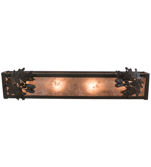 Meyda Lighting Oak Leaf & Acorn 24" 4-Light Timeless Bronze Vanity Light With Silver Mica Shade Glass