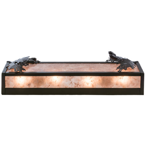 Meyda Lighting Oak Leaf & Acorn 24" 4-Light Timeless Bronze Vanity Light With Silver Mica Shade Glass