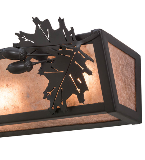 Meyda Lighting Oak Leaf & Acorn 24" 4-Light Timeless Bronze Vanity Light With Silver Mica Shade Glass