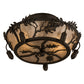 Meyda Lighting Oak Leaf & Acorn 250665 10" 2-Light Oil Rubbed Bronze Flush Mount Light With Silver Mica Shade Glass