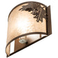 Meyda Lighting Oak Leaf & Acorn 259141 12" Rust Wall Sconce With Silver Mica Shade Glass