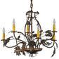 Meyda Lighting Oak Leaf & Acorn 28" 6-Light Antique Copper Chandelier With Ivory Faux Candlelight