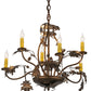 Meyda Lighting Oak Leaf & Acorn 28" 6-Light Antique Copper Chandelier With Ivory Faux Candlelight
