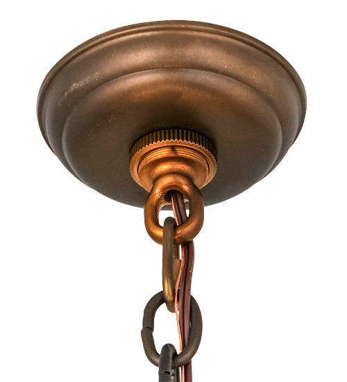 Meyda Lighting Oak Leaf & Acorn 28" 6-Light Antique Copper Chandelier With Ivory Faux Candlelight