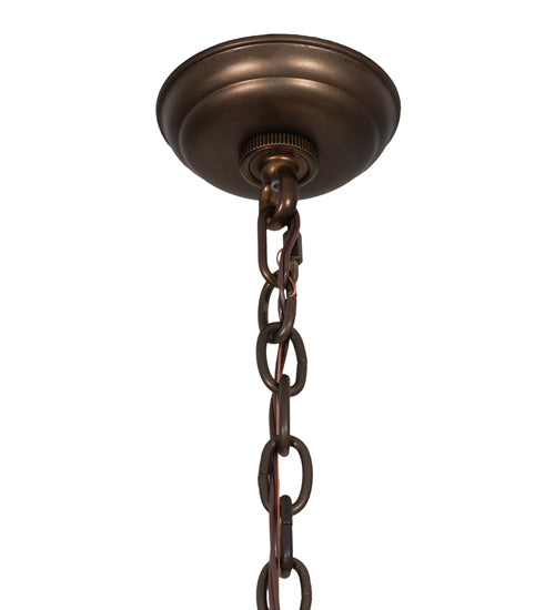 Meyda Lighting Oak Leaf & Acorn 28" 6-Light Dark Burnished Antique Copper Chandelier With Ivory Faux Candlelight