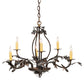 Meyda Lighting Oak Leaf & Acorn 28" 6-Light Dark Burnished Antique Copper Chandelier With Ivory Faux Candlelight
