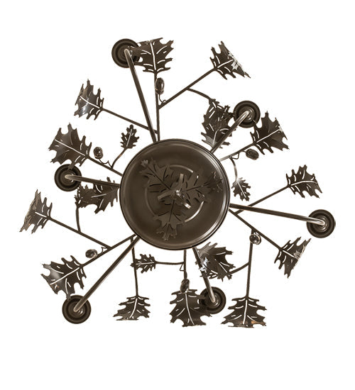 Meyda Lighting Oak Leaf & Acorn 28" 6-Light Timeless Bronze Chandelier With Ivory Faux Candlelight
