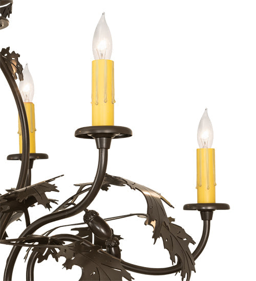 Meyda Lighting Oak Leaf & Acorn 28" 6-Light Timeless Bronze Chandelier With Ivory Faux Candlelight