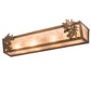 Meyda Lighting Oak Leaf & Acorn 29" 4-Light Antique Copper Vanity Light With Silver Mica Shade Glass