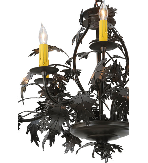 Meyda Lighting Oak Leaf & Acorn 32" 9-Light Timeless Bronze Chandelier With Ivory Faux Candlelight