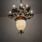 Meyda Lighting Oak Leaf & Acorn 34" 11-Light Dark Burnished Antique Copper Chandelier With Bark Brown & Beige Shade Glass